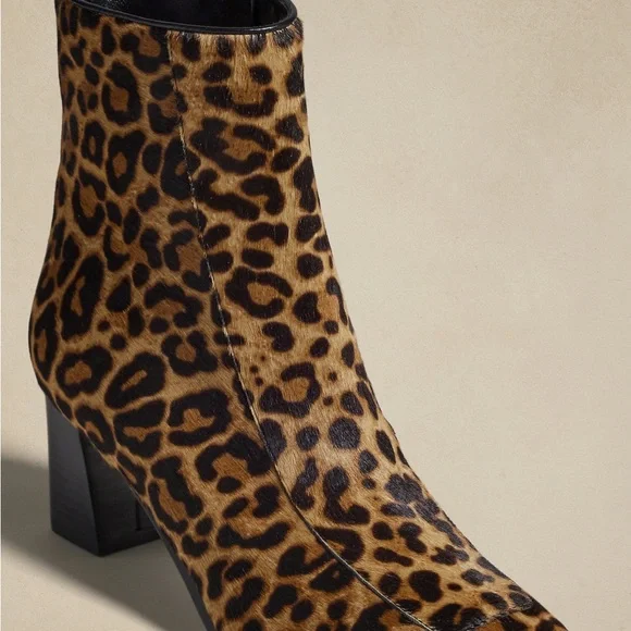 ⭐️❤️Banana Republic calf hair Leopard print Lucca leather ankle boots - Picture 2 of 6